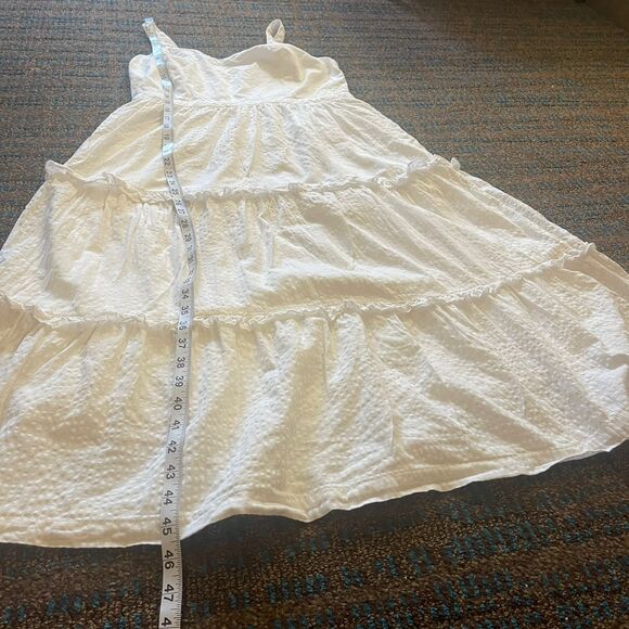 Japna Women's Maxi White Sundress Tired 100% Cotton W/ Lining Dress Size L - Picture 7 of 10